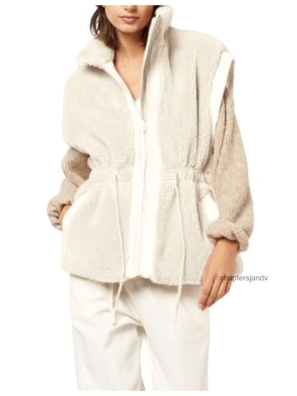 Women's Fleece Vest Zip Up Sleeveless Sherpa Jacket Fuzzy Warm